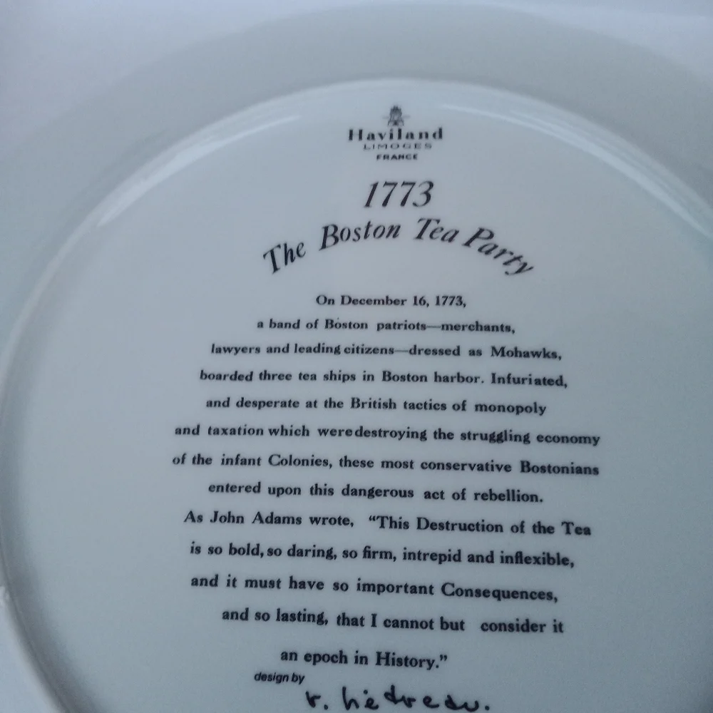 Limoge Boston Tea Party Collectible Plate